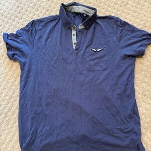 Ted Baker Navy Polo Shirt with Button Details